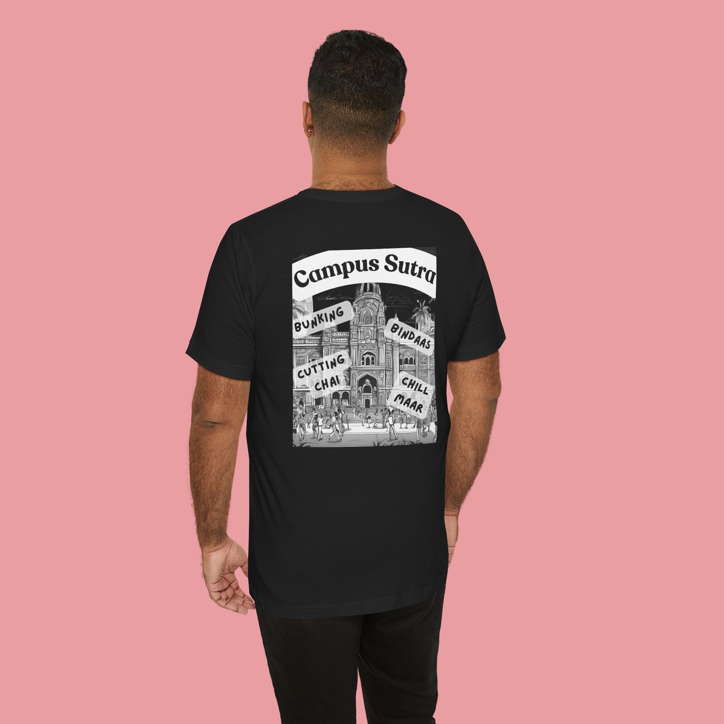 College Campus Design on Back Unisex T-Shirt