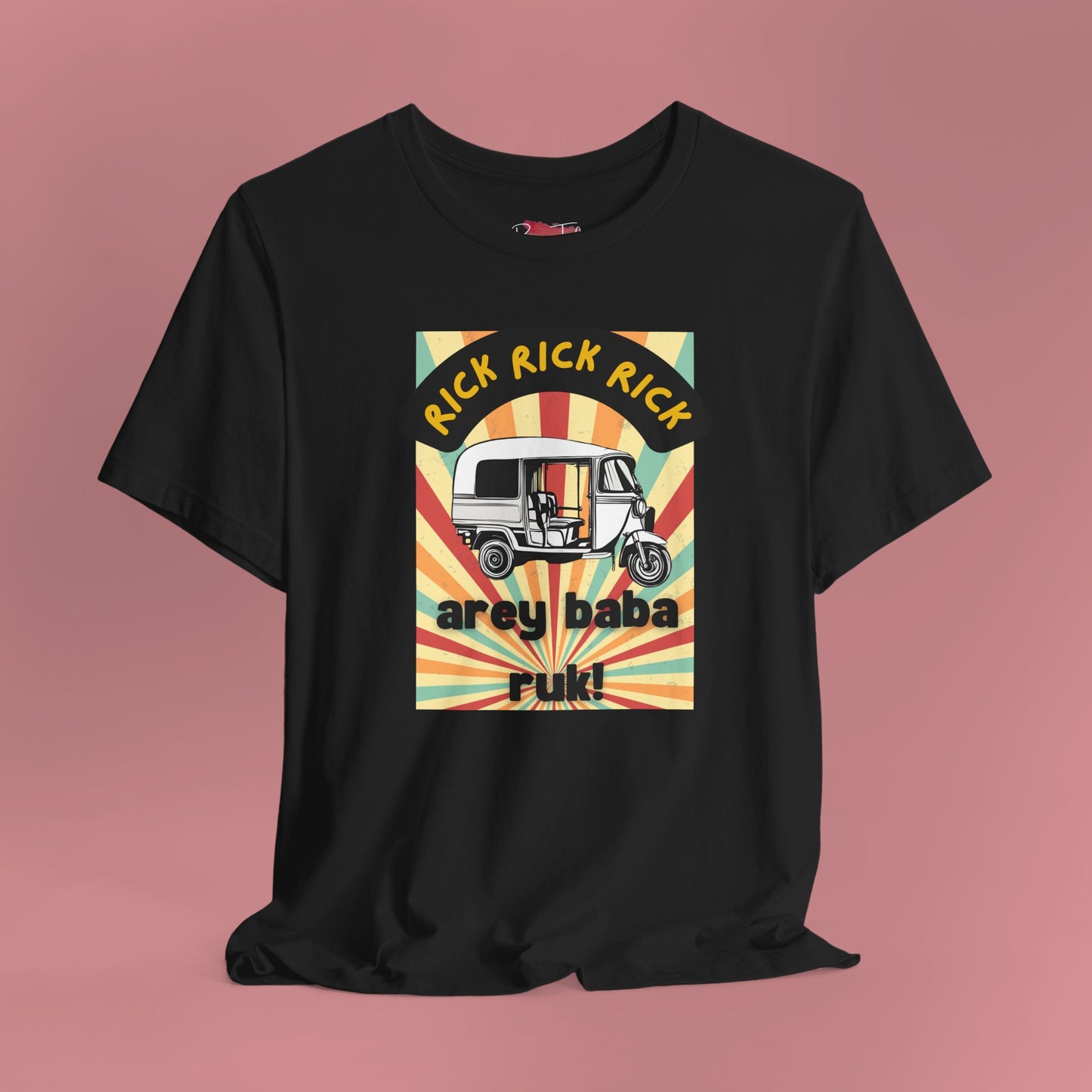 Funny Classic Rickshaw Design Black Tshirt - Unisex