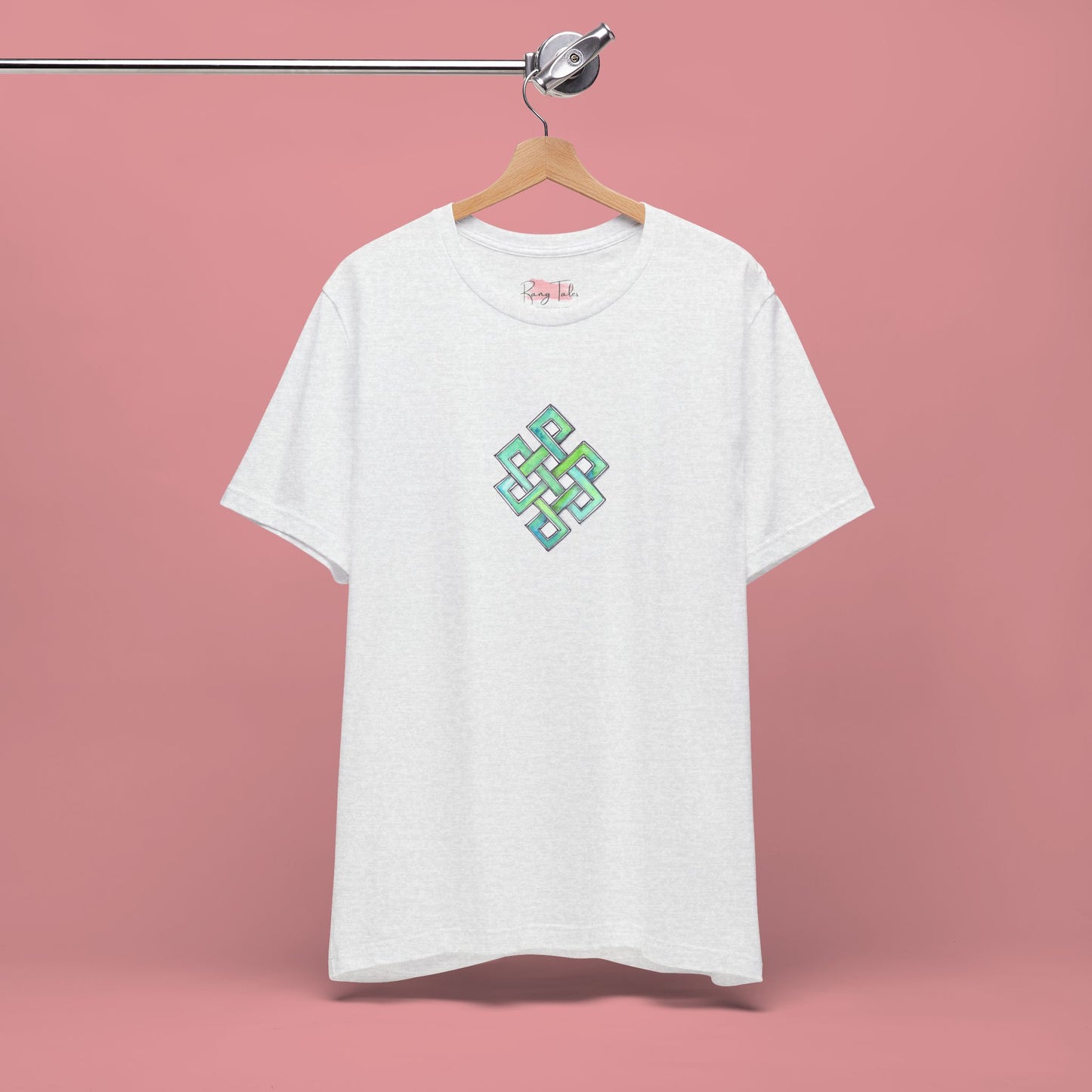 Symbolic Endless Knot White T-Shirt Hand Painted Design- Unisex