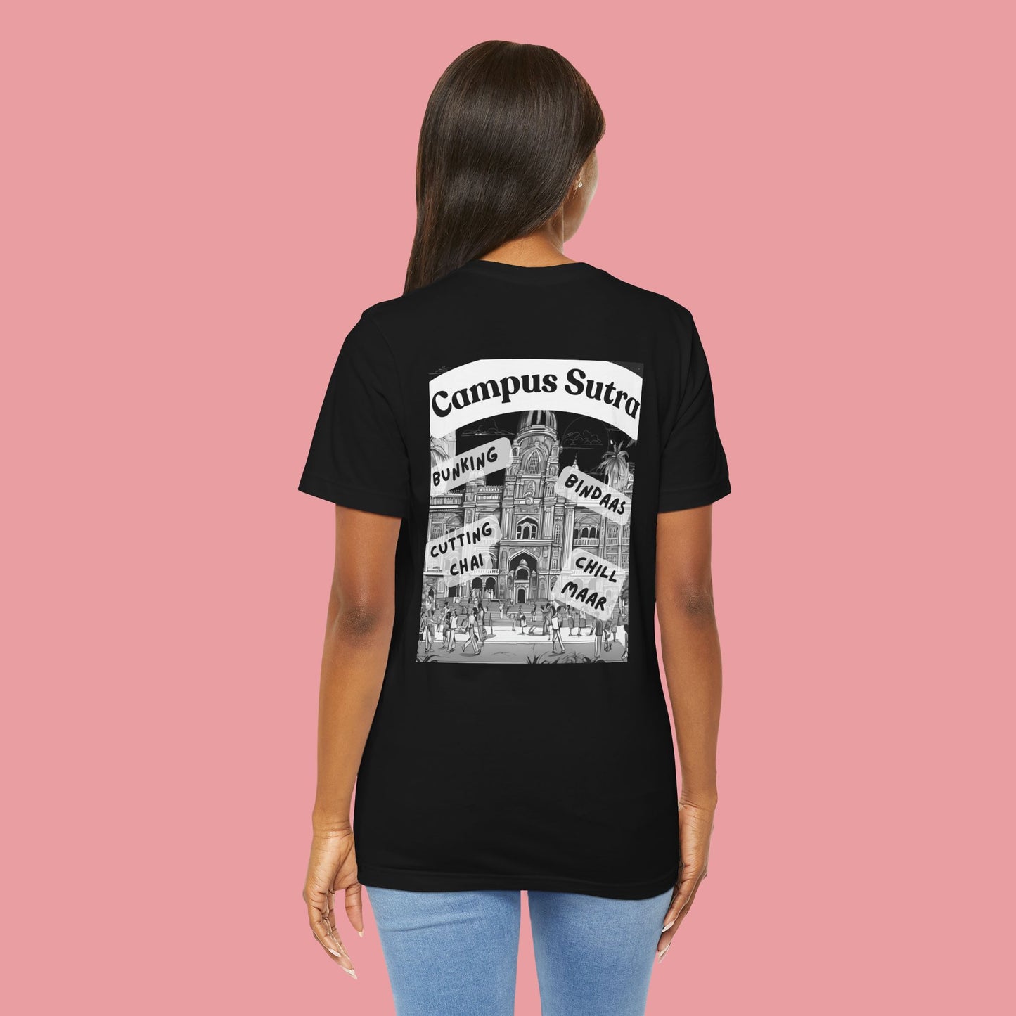 College Campus Design on Back Unisex T-Shirt