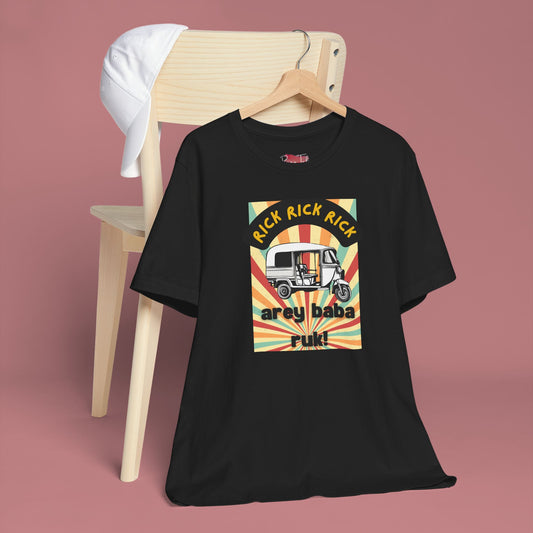 Funny Classic Rickshaw Design Black Tshirt - Unisex