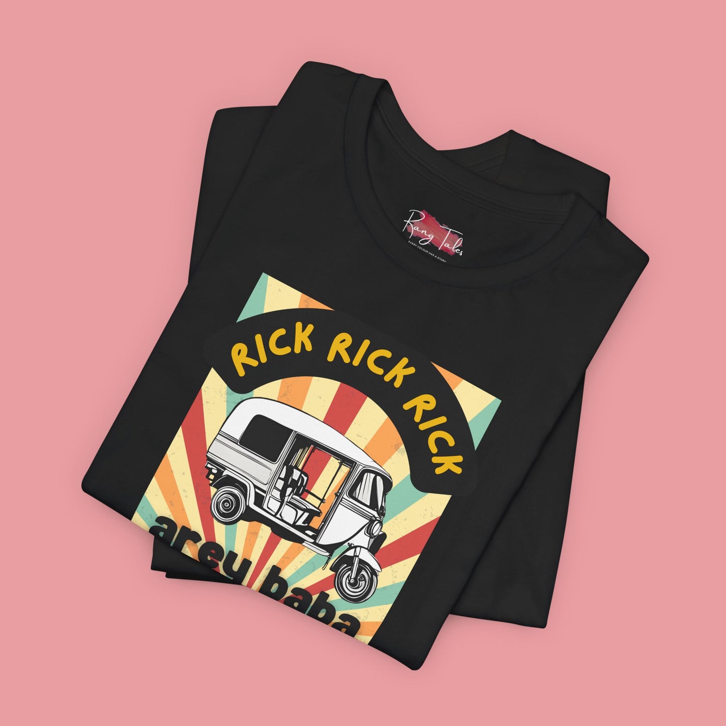 Funny Classic Rickshaw Design Black Tshirt - Unisex