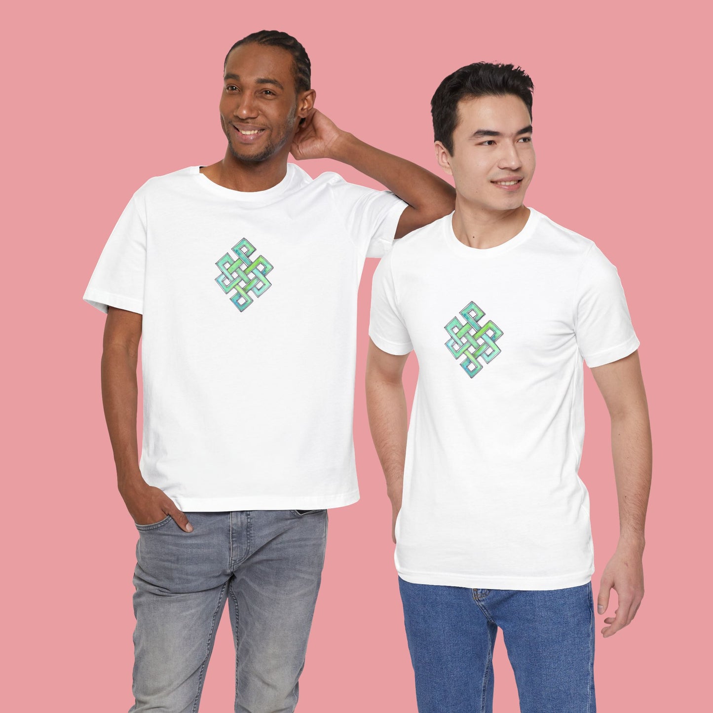 Symbolic Endless Knot White T-Shirt Hand Painted Design- Unisex