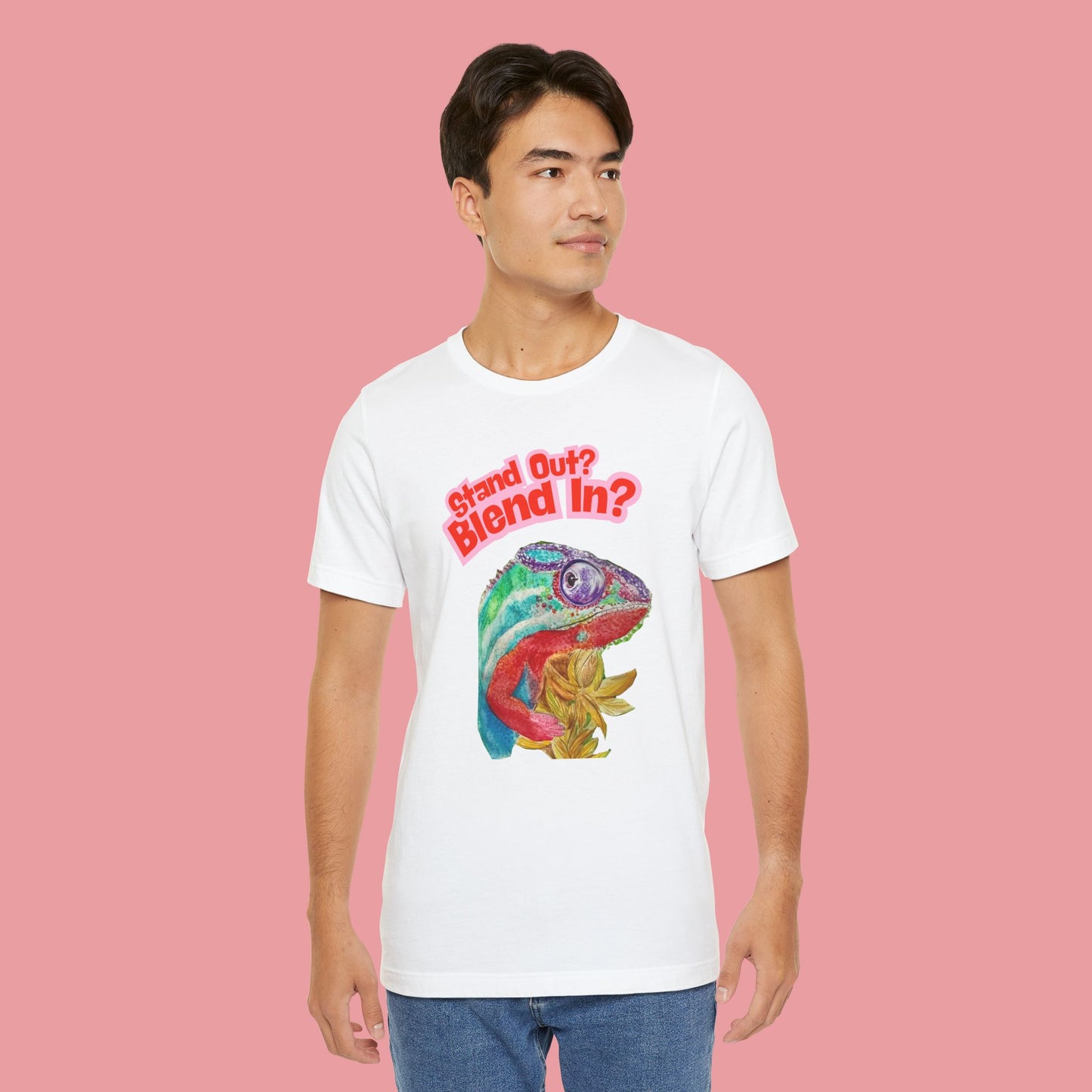 Colourful Chameleon Graphic T-Shirt - Hand Painted Design